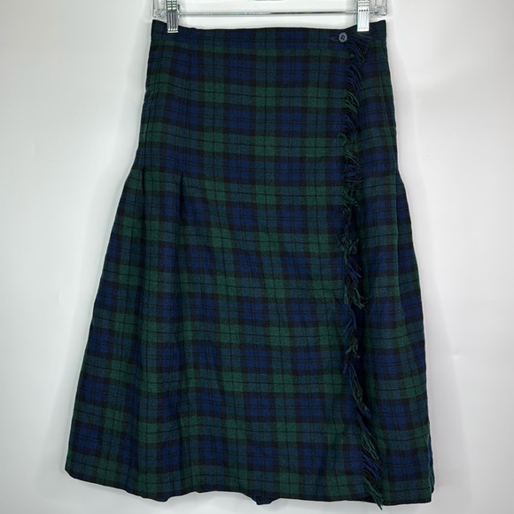 Pendleton Sax Fifth Avenue Black Watch Wool Wrap Skirt Size Medium - Picture 1 of 11